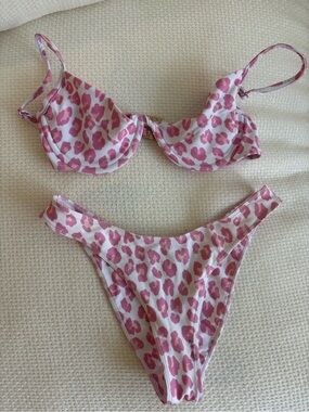 Pink Leopard Print Underwire Bikini Set